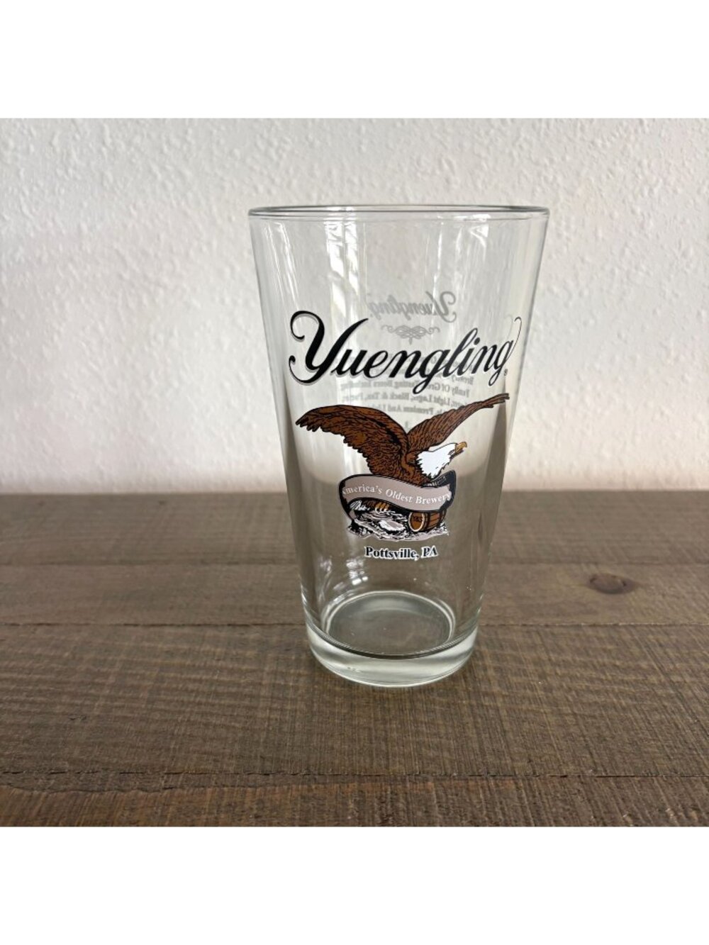Yuengling Pint Glass Embossed America's Oldest Brewery Eagle16 oz Pottsville PA